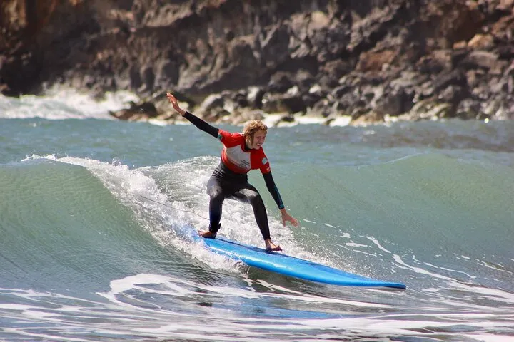 First wave, first smile - a perfect surf lesson for beginners in Madeira