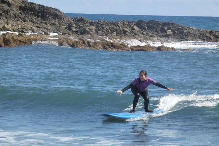 Beginner surf session at Alagoa Beach, at Porto da Cruz
