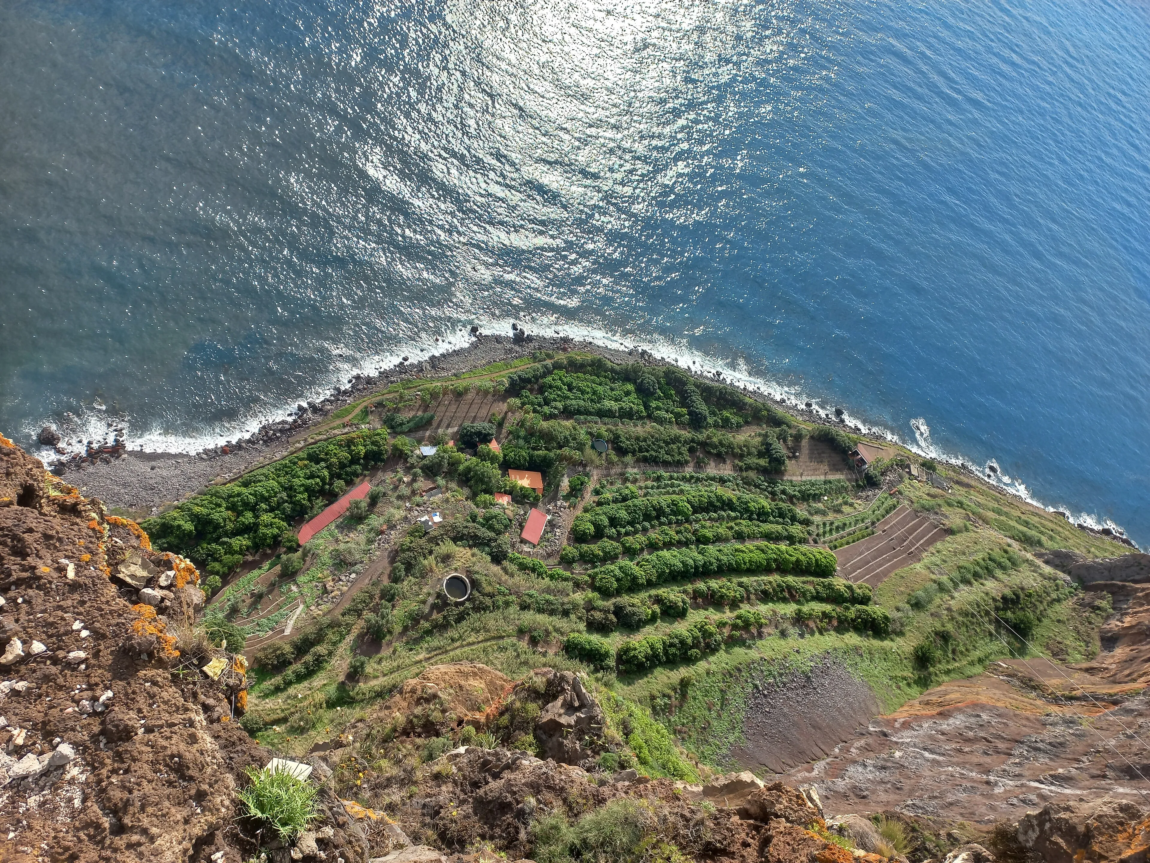The fajã at the foot of the Cabo Girão cliff