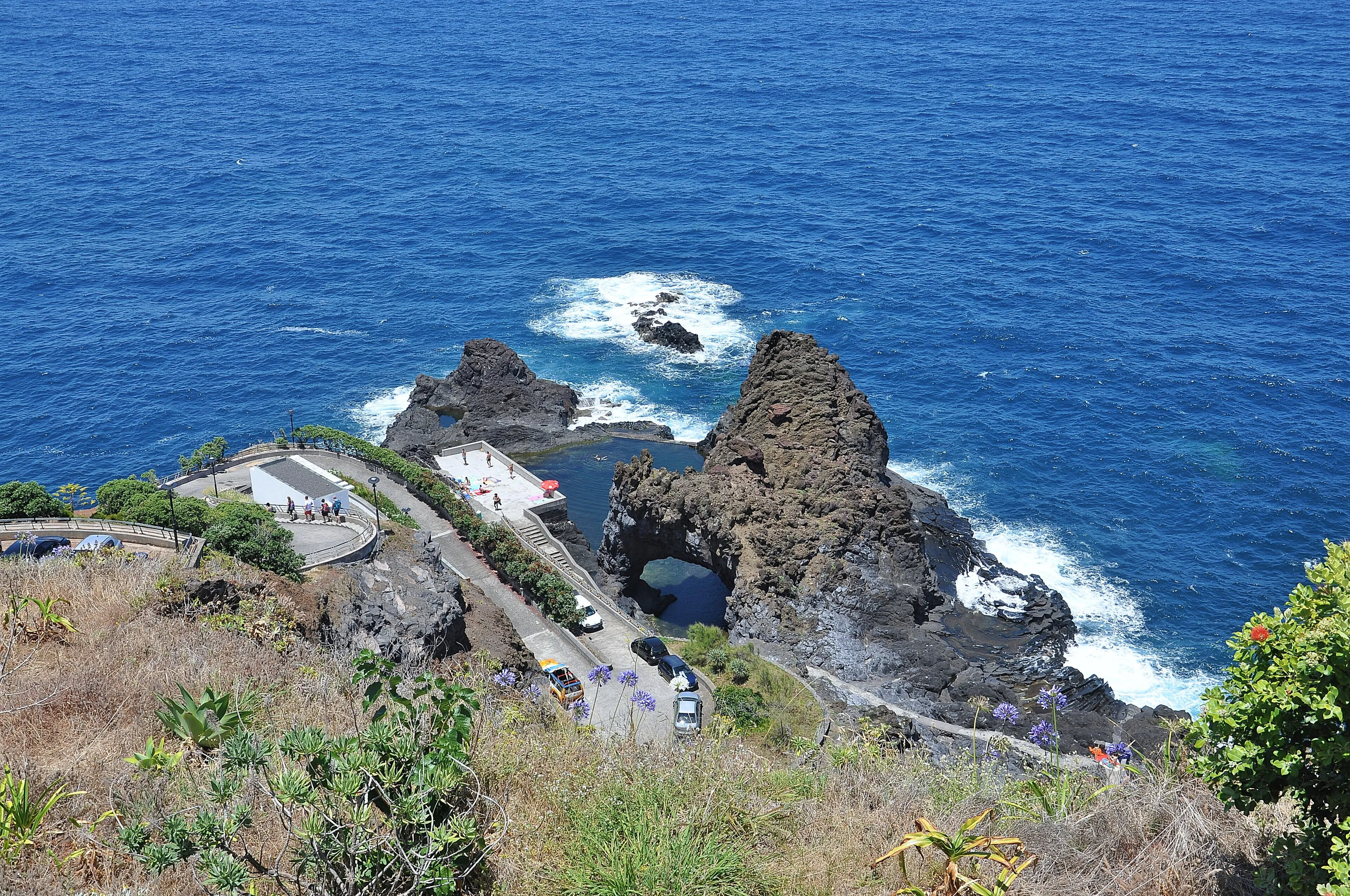 The natural pools at Seixal with the rock arch