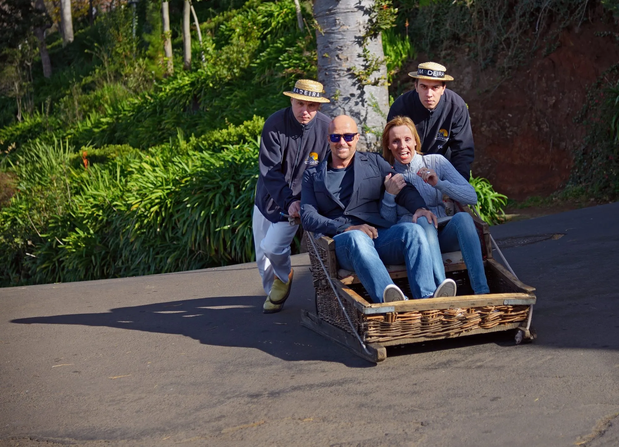 A wicker sledge on the run down from Monte